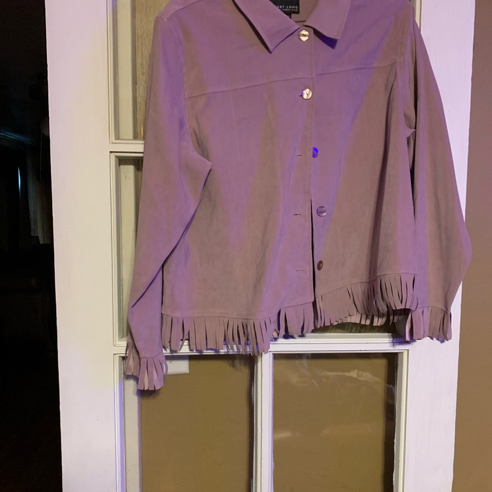 Robert Louis light purple fringe jacket is very pretty.